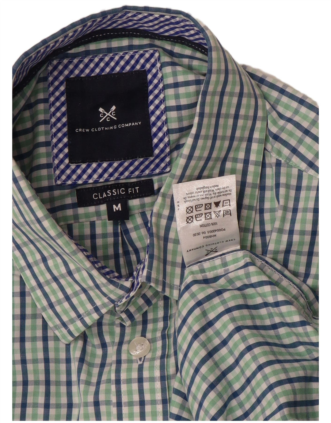 Crew Clothing Herren-Hemd mit klassischer Passform, mittelgrüne Gingham-Baumwolle
