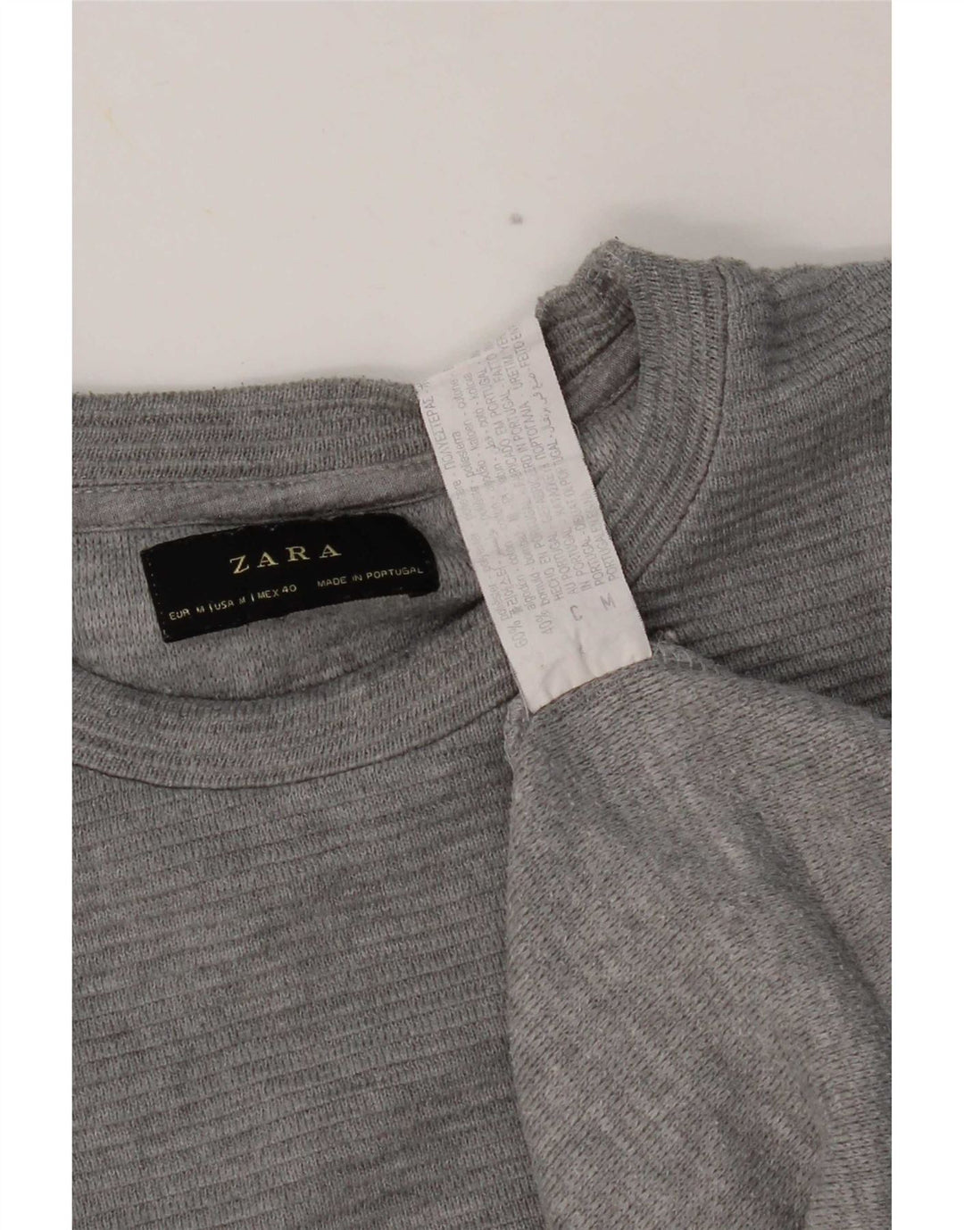 Zara Herren-Oberteil, langärmelig, mittelgrau, Polyester