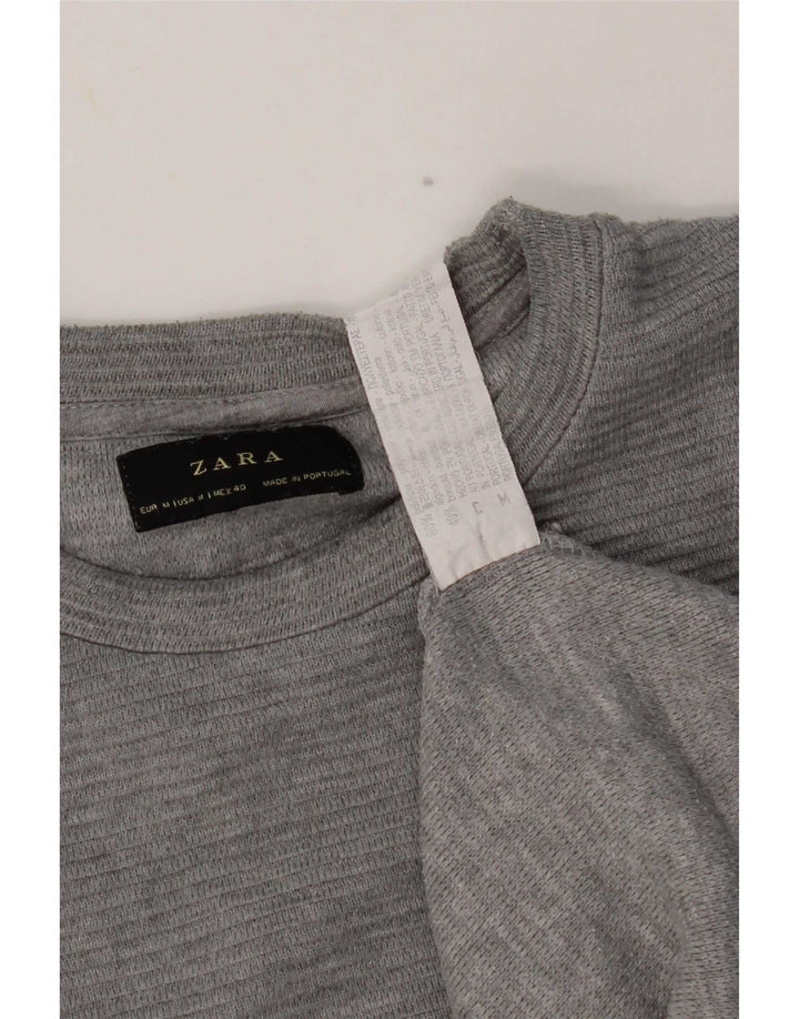 Zara Herren-Oberteil, langärmelig, mittelgrau, Polyester