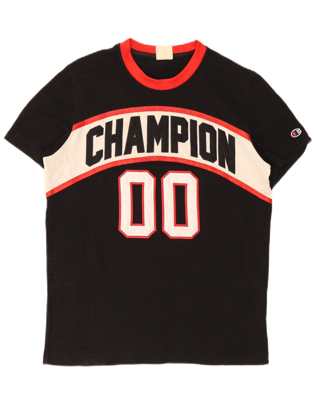 Champion Herren-T-Shirt mit Grafik, Mittelschwarz, Colourblock-Baumwolle