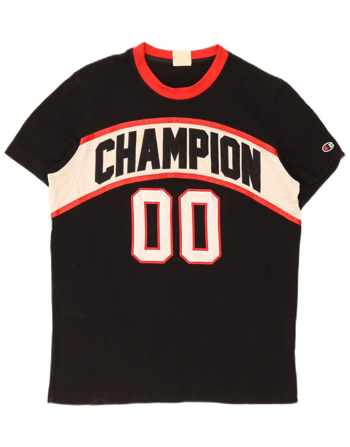 Champion Herren-T-Shirt mit Grafik, Mittelschwarz, Colourblock-Baumwolle