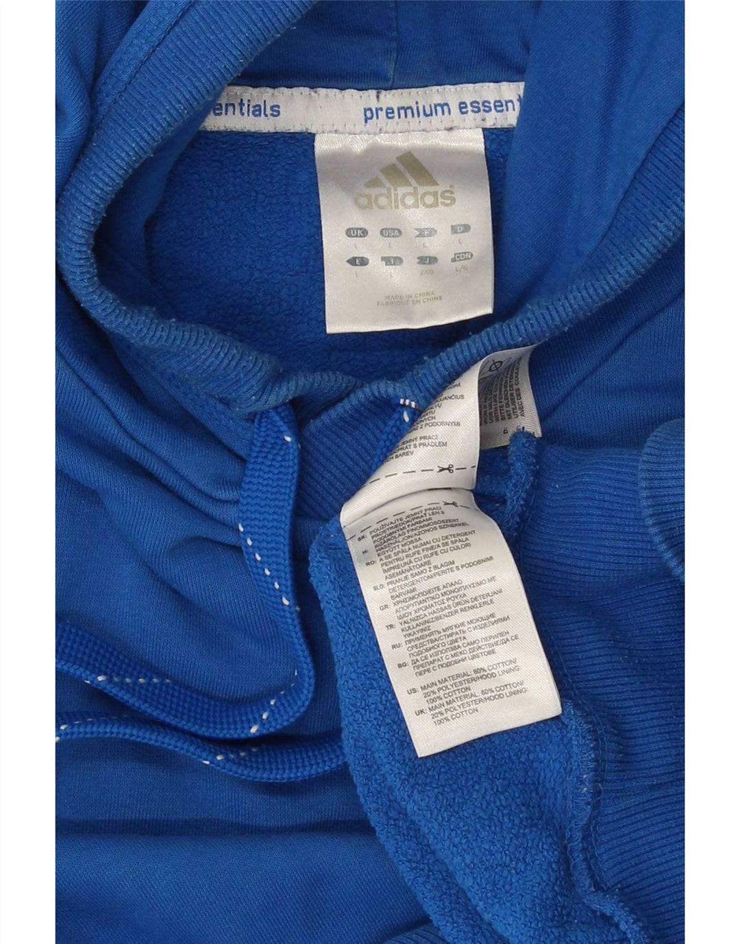 Adidas Herren Kapuzenpullover, groß, aus blauer Baumwolle