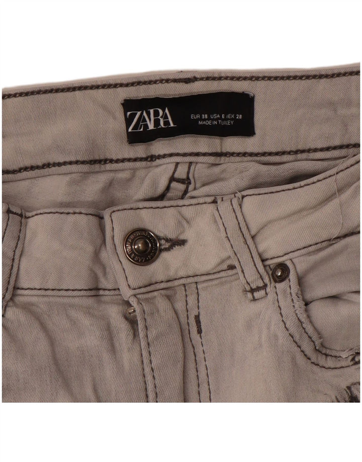 Zara Damen Slim Jeans EU 38 Small W28 L27 Grau Batik