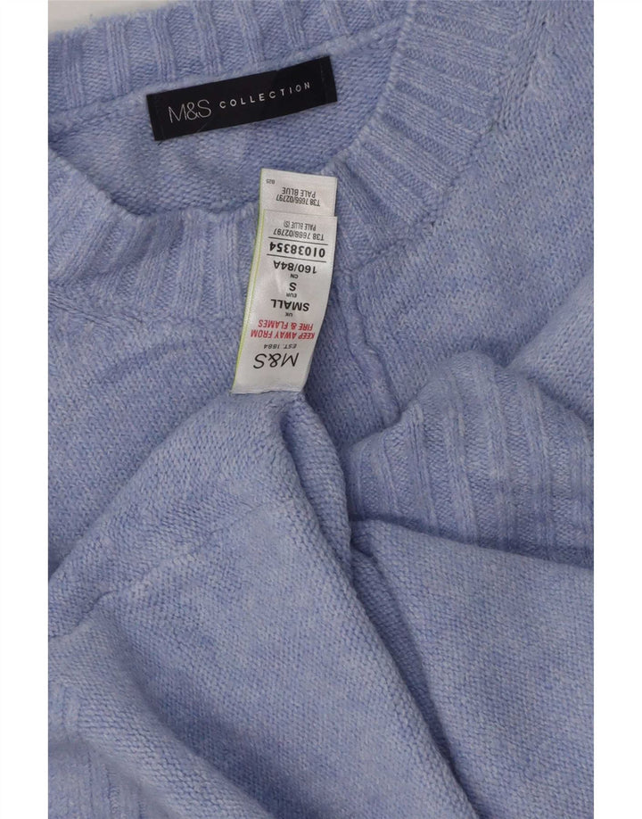 Marks & Spencer Langer Damen-Pullover mit Rundhalsausschnitt, Gr. 10, Größe S, Blau