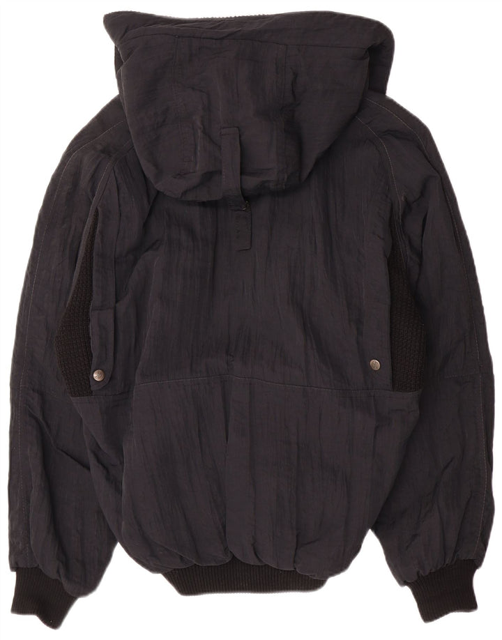 POP 84 Herren-Bomberjacke mit Kapuze, UK 40, Größe L, Schwarz, Colourblock-Polyamid