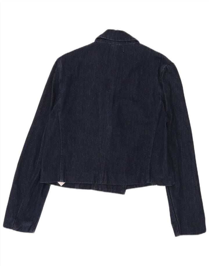 Zara Damen Crop Double Breasted Denim Blazer Jacke UK 10 Small Marineblau