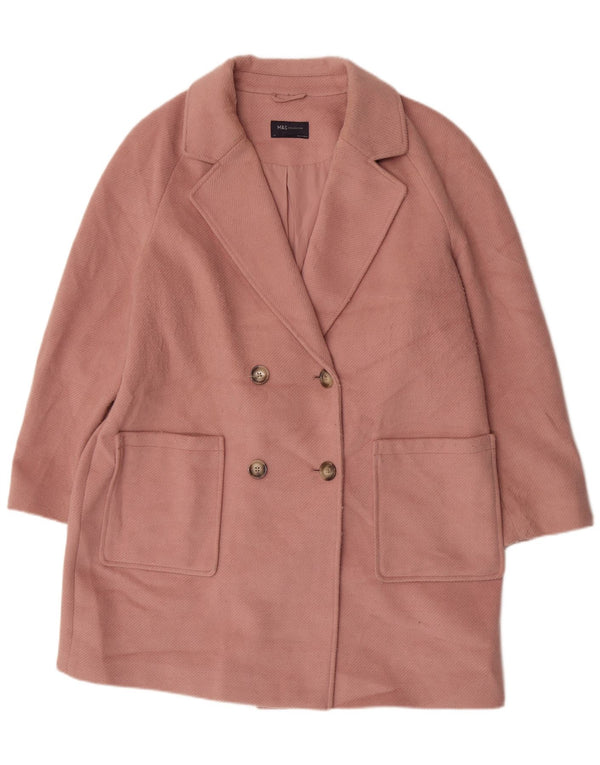 Marks & Spencer Zweireihiger Damenmantel UK 18 XL Rosa Polyester