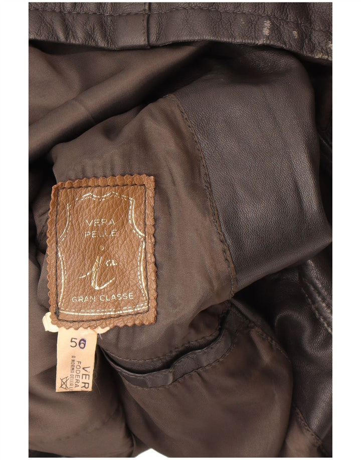 Vintage Herren Lederjacke IT 56 3XL Schwarzes Leder
