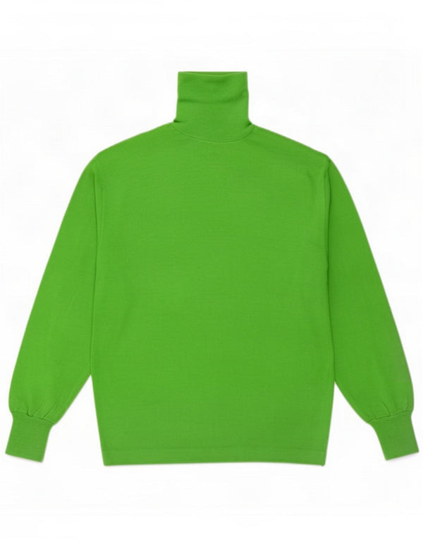 Vintage Rollkragenpullover für Damen UK 14 Mittelgrüne Schurwolle