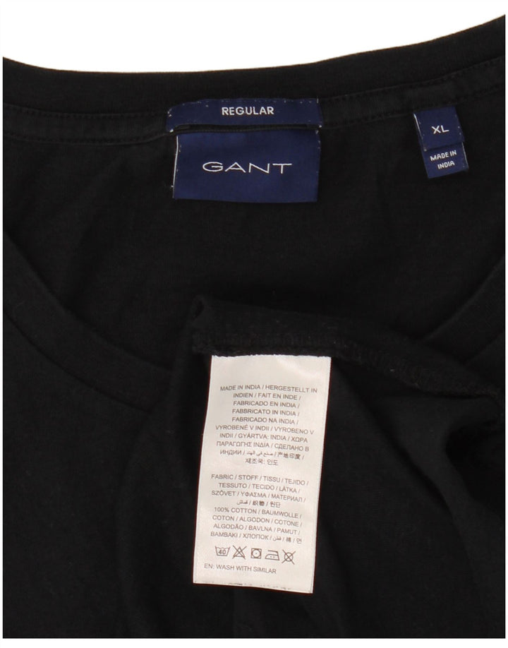 Gant Herren Regular T-Shirt Top XL Schwarz Baumwolle