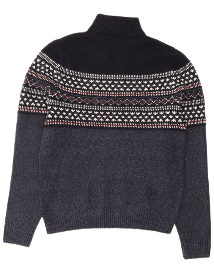 Marks & Spencer Rollkragenpullover für Herren, groß, Marineblau, Fair Isle-Muster