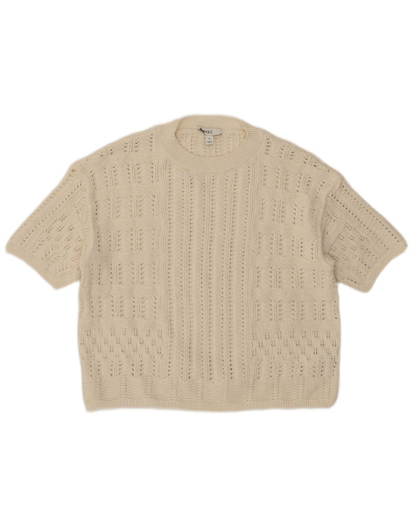 Marks & Spencer Womens See Through Crew Neck Jumper Sweater UK 14 Medium Be