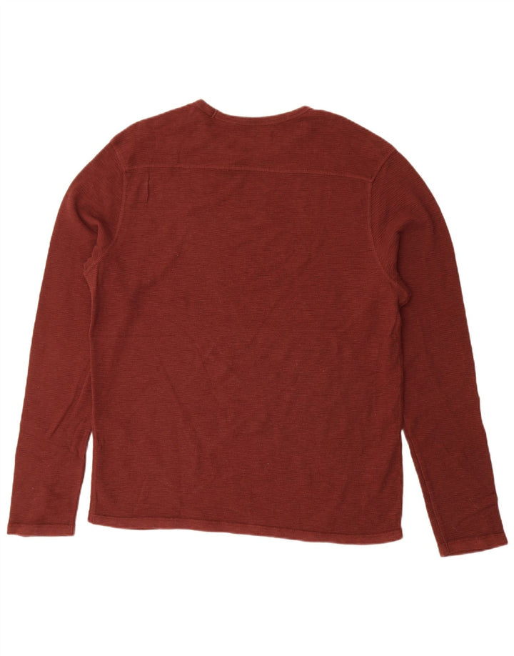 All Saints Mens Top Long Sleeve Large Maroon Cotton