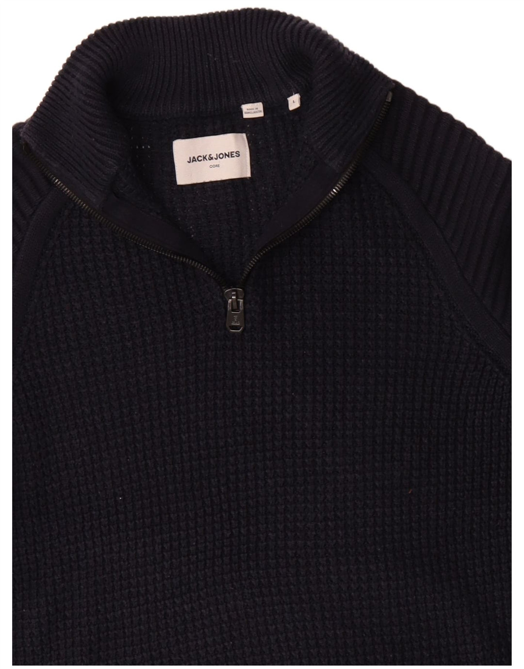 JACK & JONES Herren-Pullover mit Reißverschluss am Hals, groß, marineblaue Baumwolle