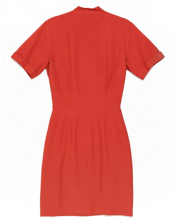 Max Mara Damen Wickelkleid UK 12 Mittelrotes Leinen