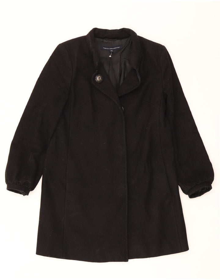 French Connection Damen Übergroßer Mantel UK 8 Small Schwarze Schurwolle