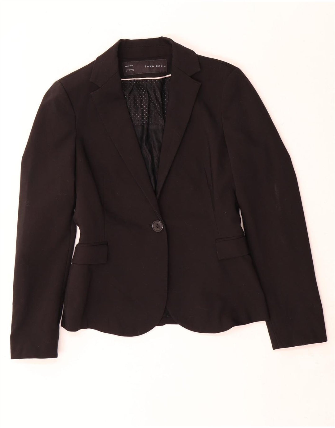 Zara Damen 1-Knopf-Blazerjacke UK 10 Small Schwarz Polyester