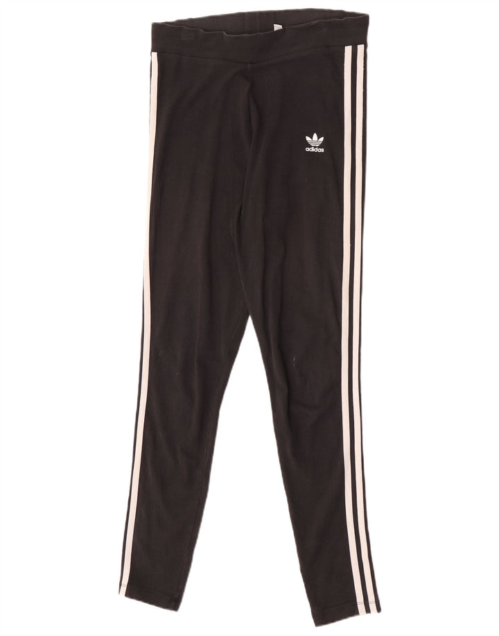 Adidas Damen Slim Fit Leggings UK 12 Medium Schwarz Baumwolle