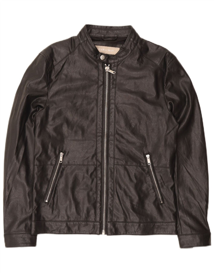Zara Herren Lederjacke UK 38 Medium Schwarz