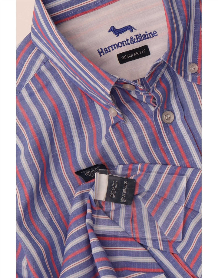 Harmont & Blaine Herren-Hemd, reguläre Passform, mittelblau, gestreift, Baumwolle