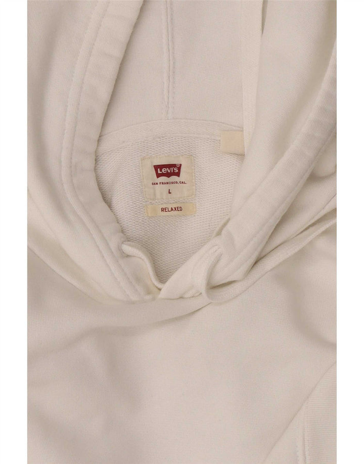 Levi's Herren-Kapuzenpullover mit entspannter Passform, Größe L, Weiß