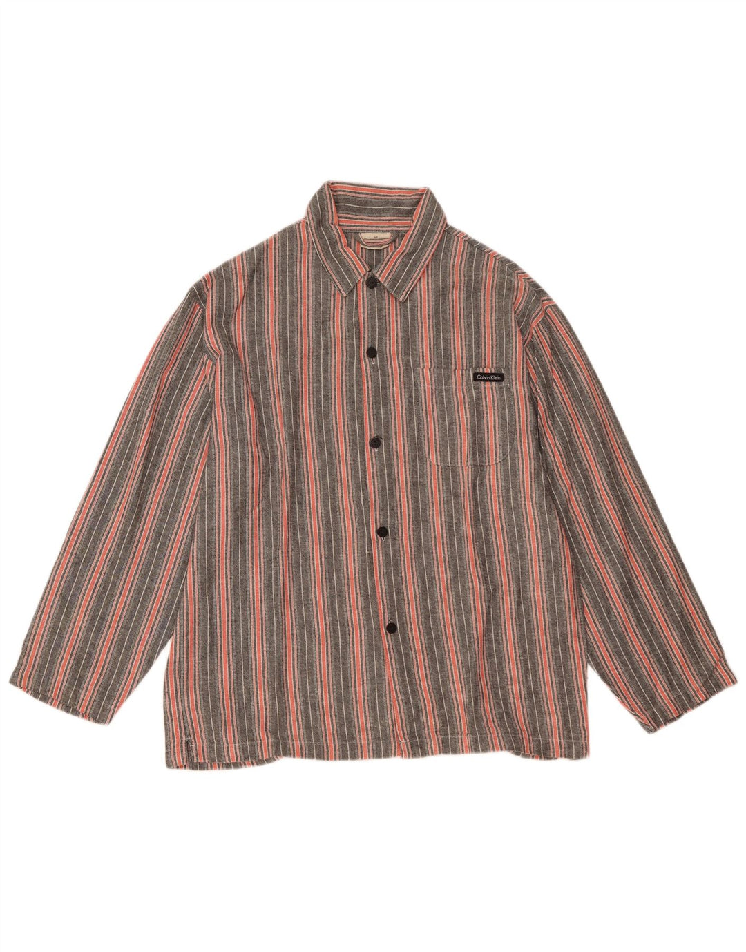 CALVIN KLEIN Herren-Hemd mit lockerer Passform, klein, grau gestreift, Baumwolle