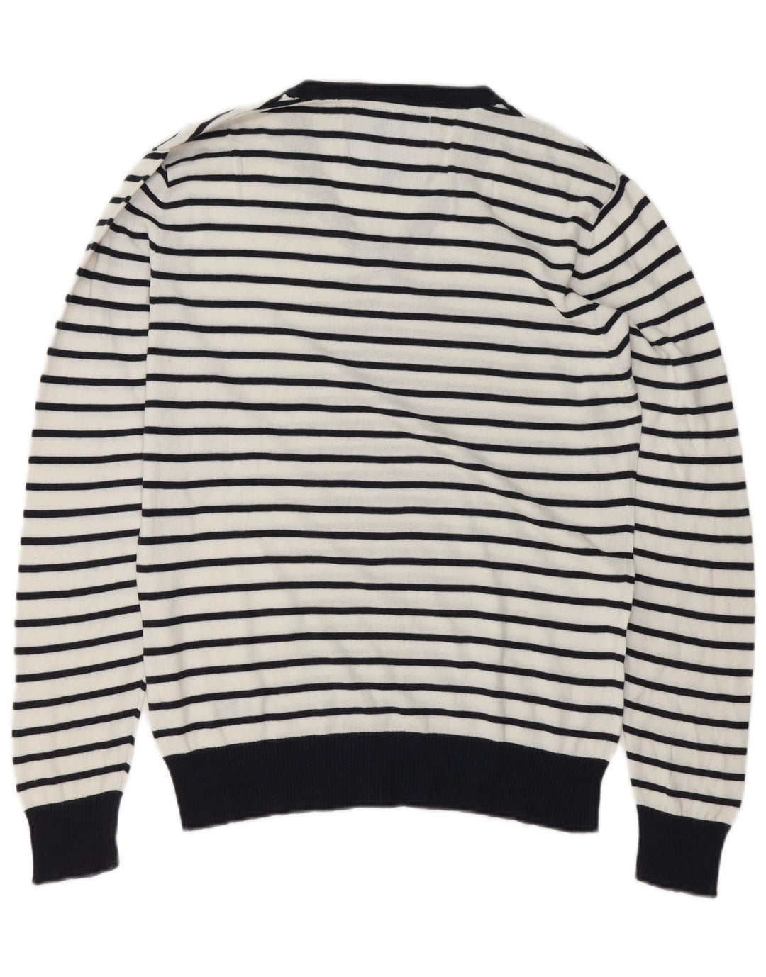 Americanino Herren-Pullover mit V-Ausschnitt, mittelweiß, gestreift, Baumwolle