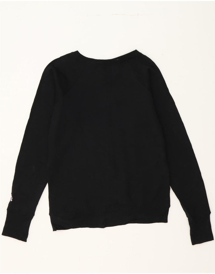 CHAMPION Mens Graphic Sweatshirt Jumper Small Black Polyester Vintage Champion and Second-Hand Champion from Messina Hembry 