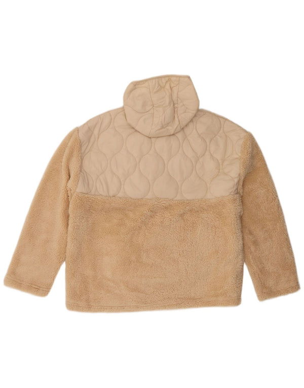 Übergroßer Fleece-Pullover mit Kapuze für Damen von Animal, UK 16, Größe L, Beige, Polyester