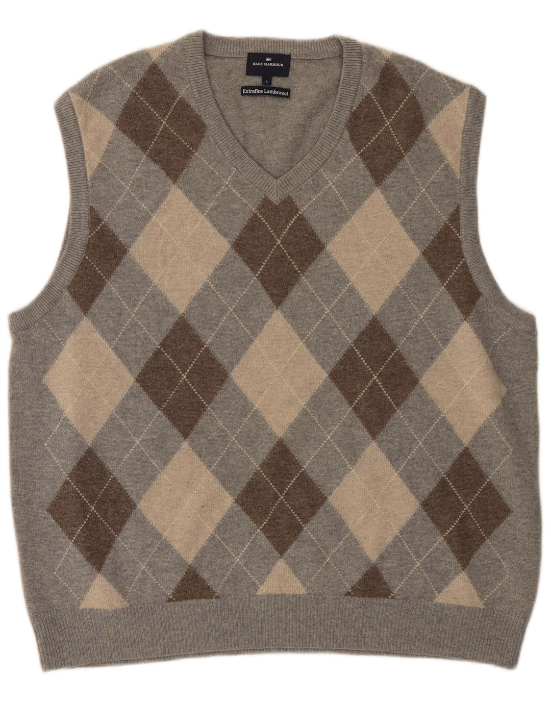 Blue Harbor Herren-Tanktop, groß, graue Argyle-/Diamant-Lammwolle