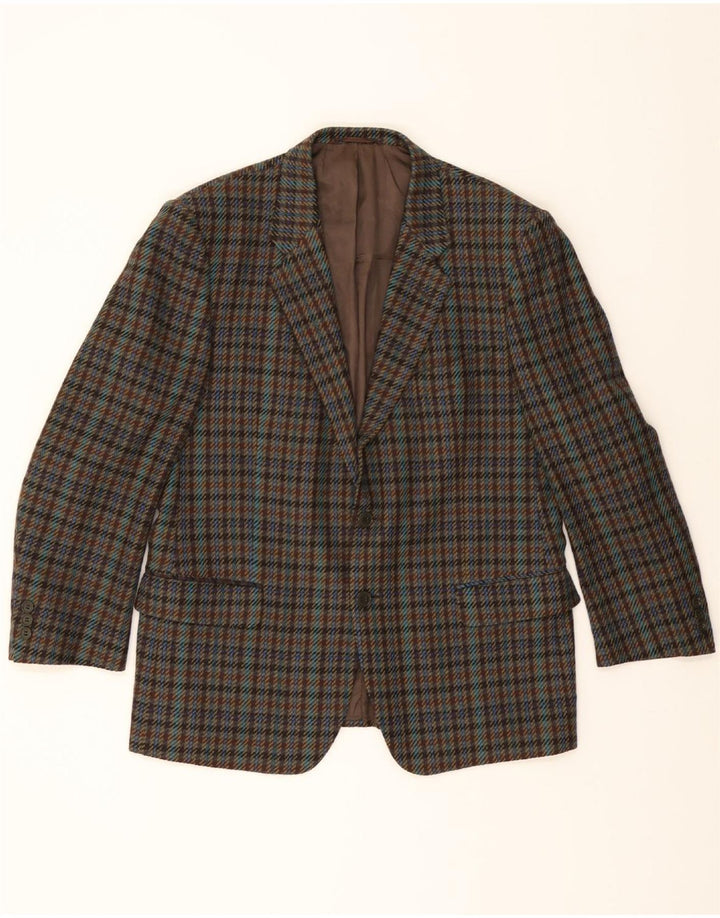 FACIS Mens 2 Button Blazer Jacket IT 50 Large Grey Check Virgin Wool Vintage Facis and Second-Hand Facis from Messina Hembry 