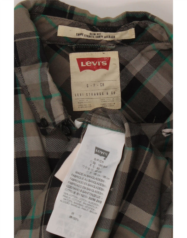 Levi's Herren-Flanellhemd mit schmaler Passform, klein, grau kariert, Baumwolle