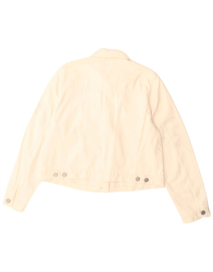 Marks & Spencer Damen Crop Denim Jacke UK 16 Large Off White Baumwolle