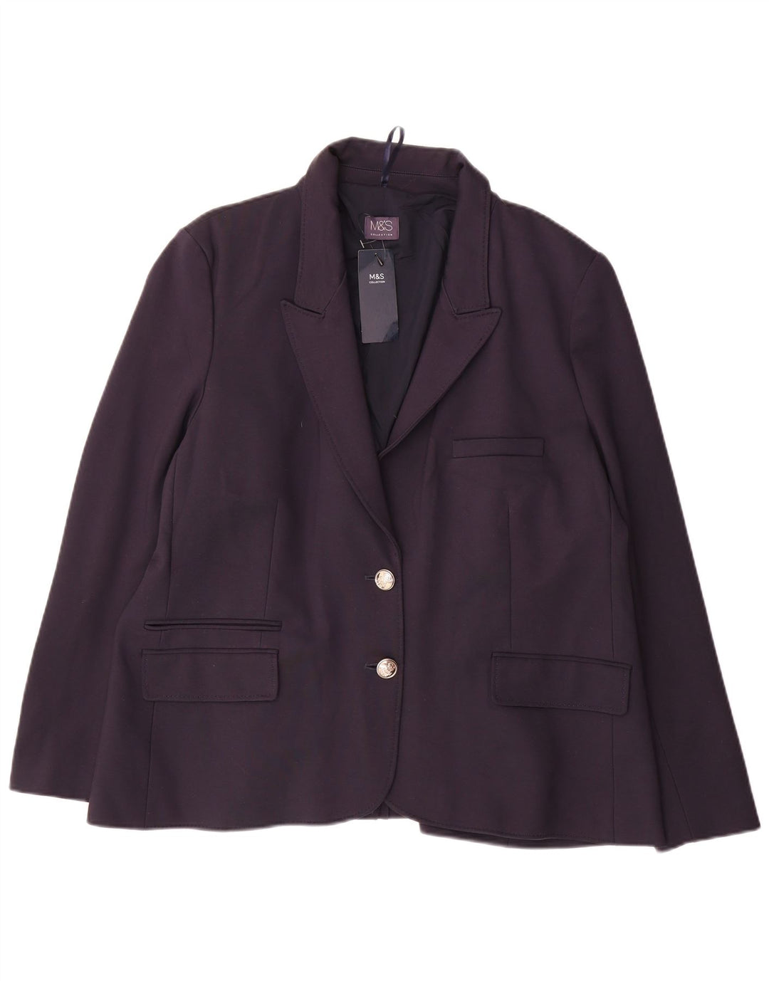 Marks & Spencer Damen 2-Knopf-Blazerjacke UK 22 3XL Marineblaue Viskose