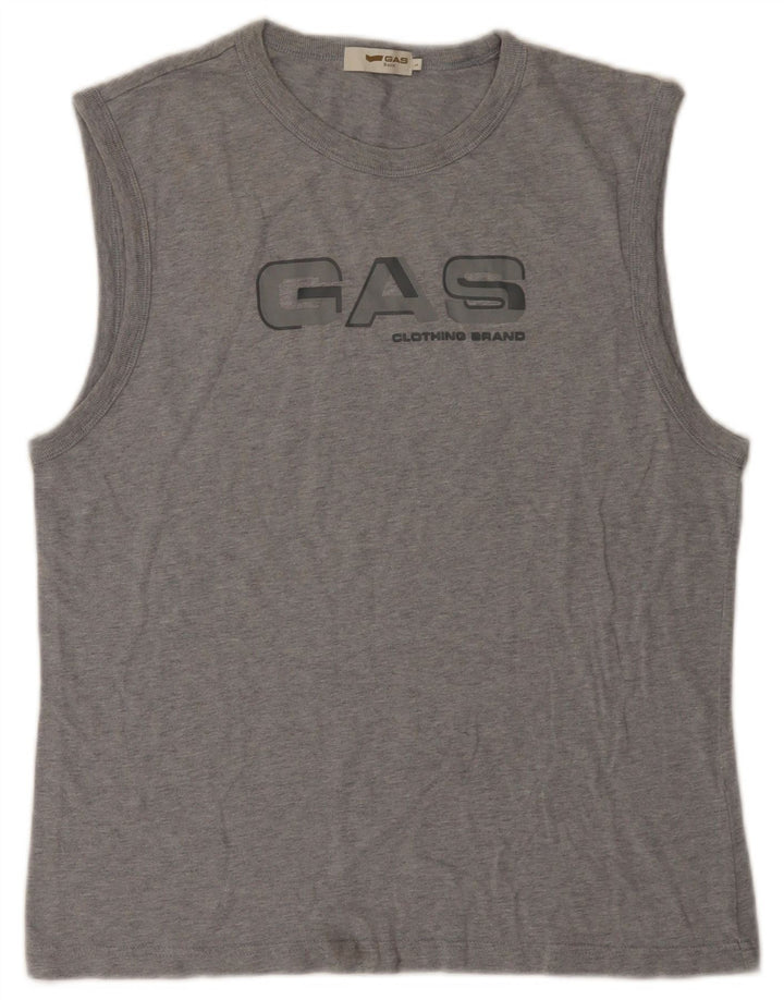 Gas Womens Graphic Vest Top UK 14 Große graue Baumwolle