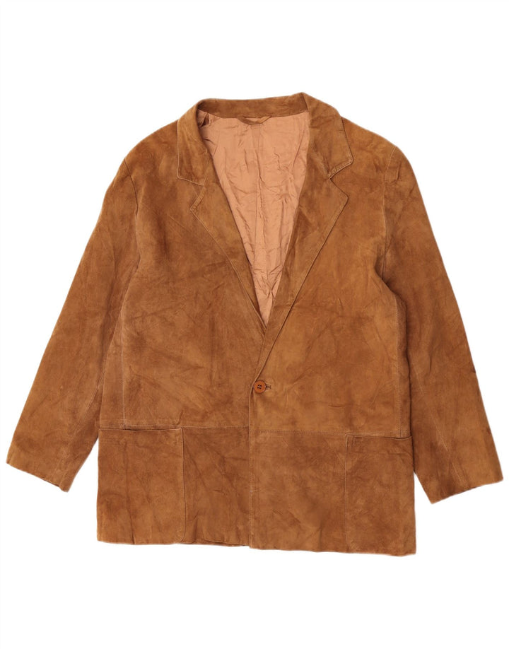 Vintage Herren 1 Knopf Wildleder Blazer Jacke UK 36 Small Brown