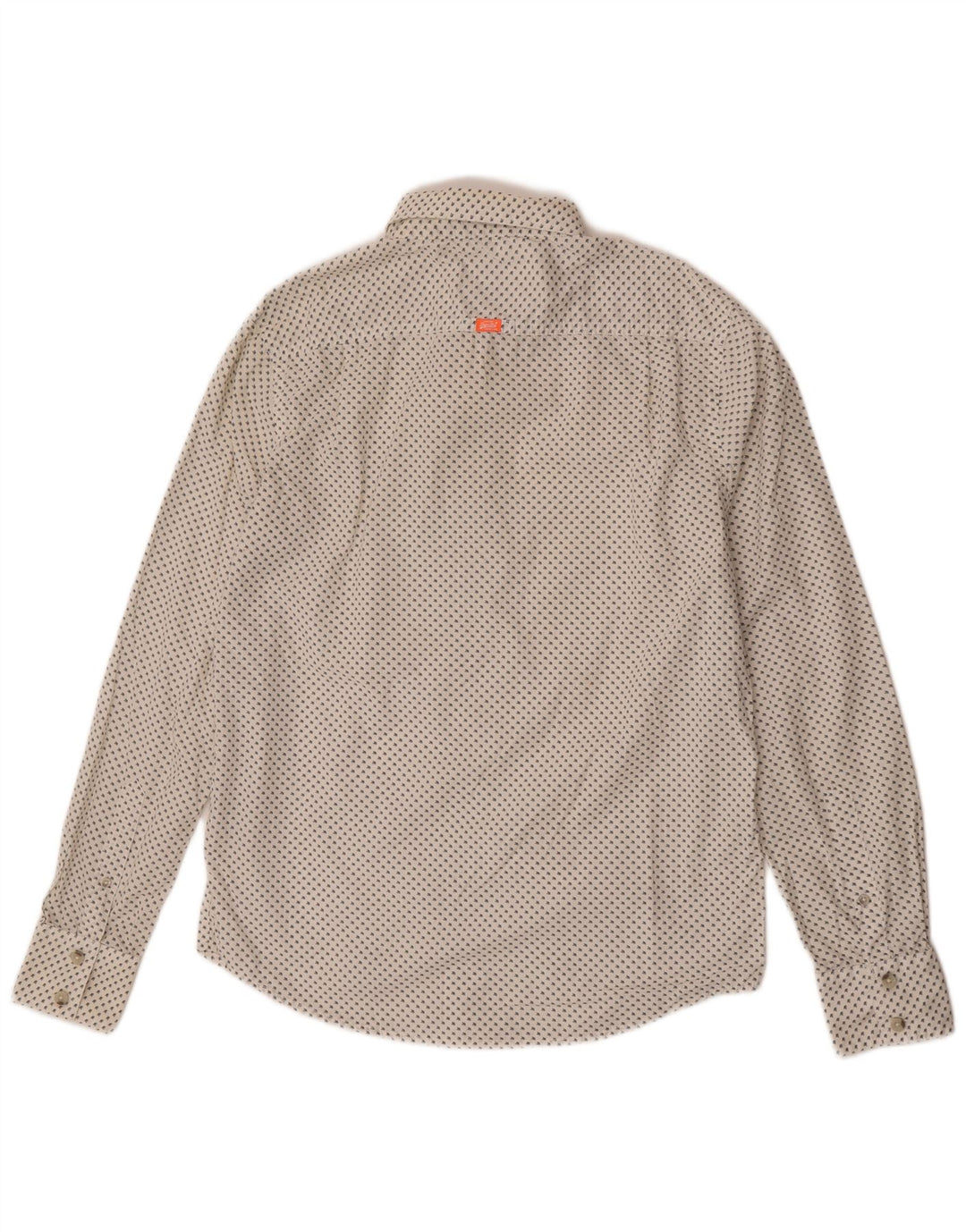 Superdry Herren-Hemd mit gewaschenem Schnittkragen, XL, weiß gepunktete Baumwolle
