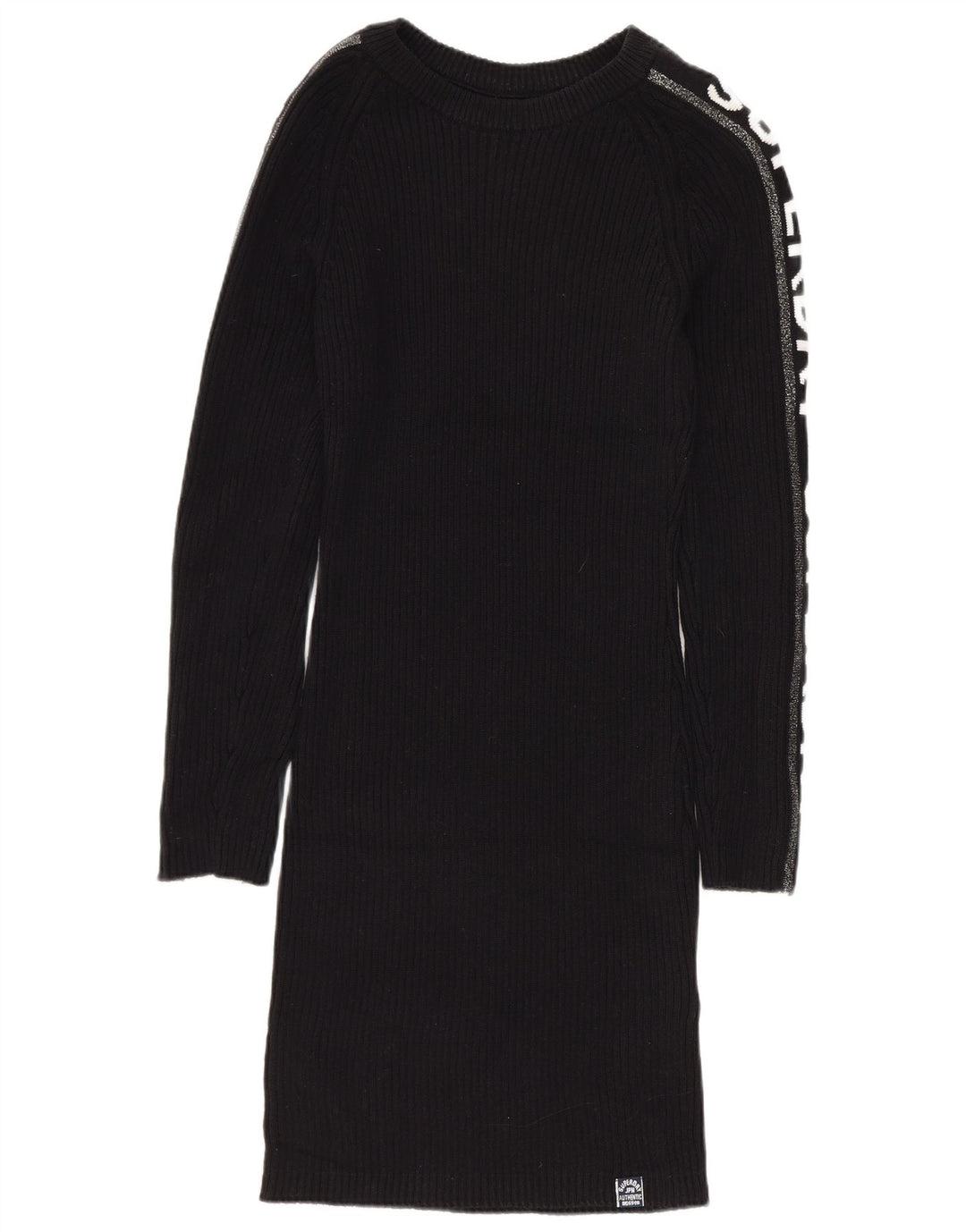 SUPERDRY Damen-Pulloverkleid mit Grafik, UK 12, Mittelschwarz, Baumwolle