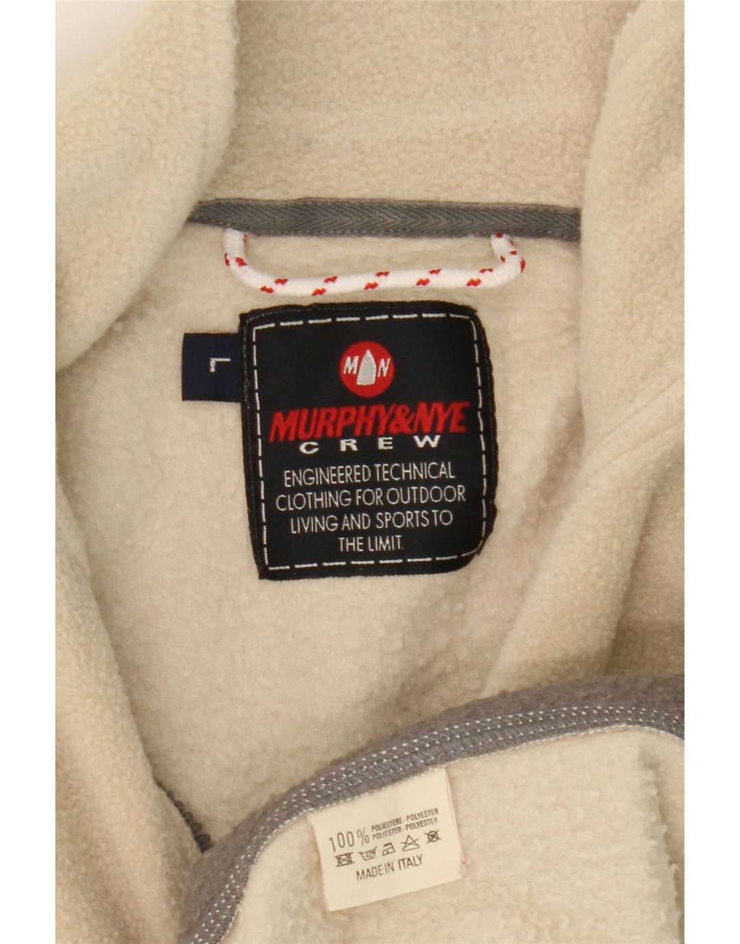Murphy & Nye Herren-Fleecepullover mit Reißverschluss am Hals, groß, beige, Farbblock-Polyester
