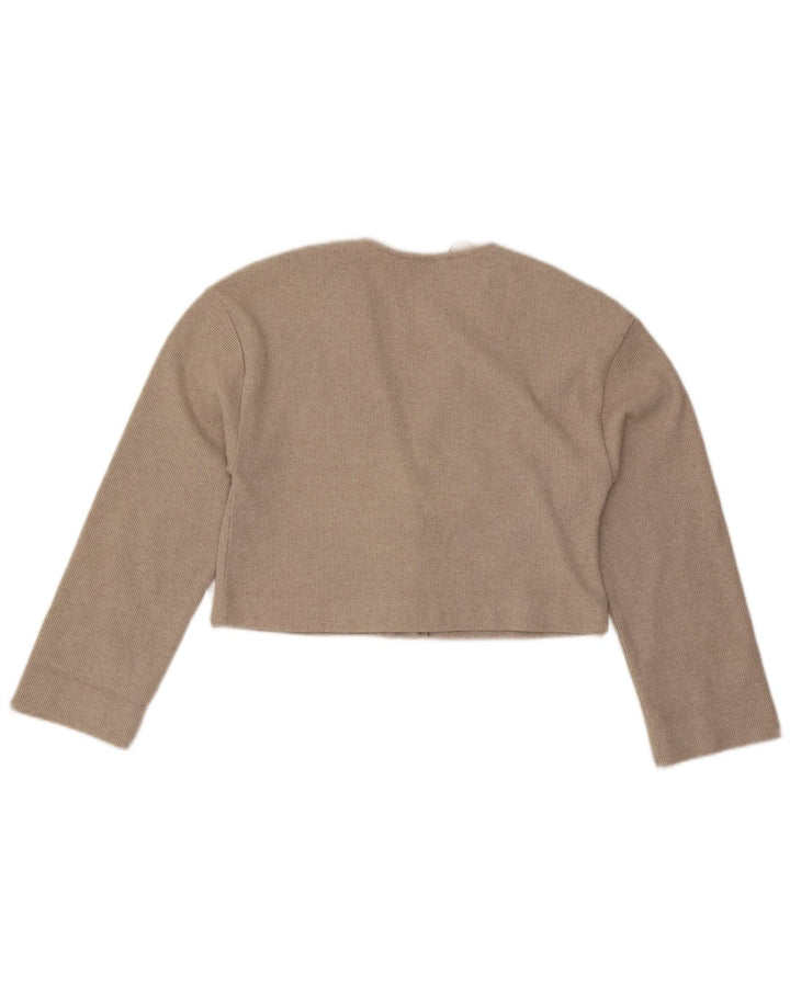 Zara Damen Crop Cardigan Top UK 10 Small Beige Polyester