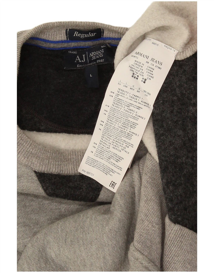 Armani Jeans Jungen-Sweatshirt, Pullover, 10–11 Jahre, Größe L, Grau, Farbblock
