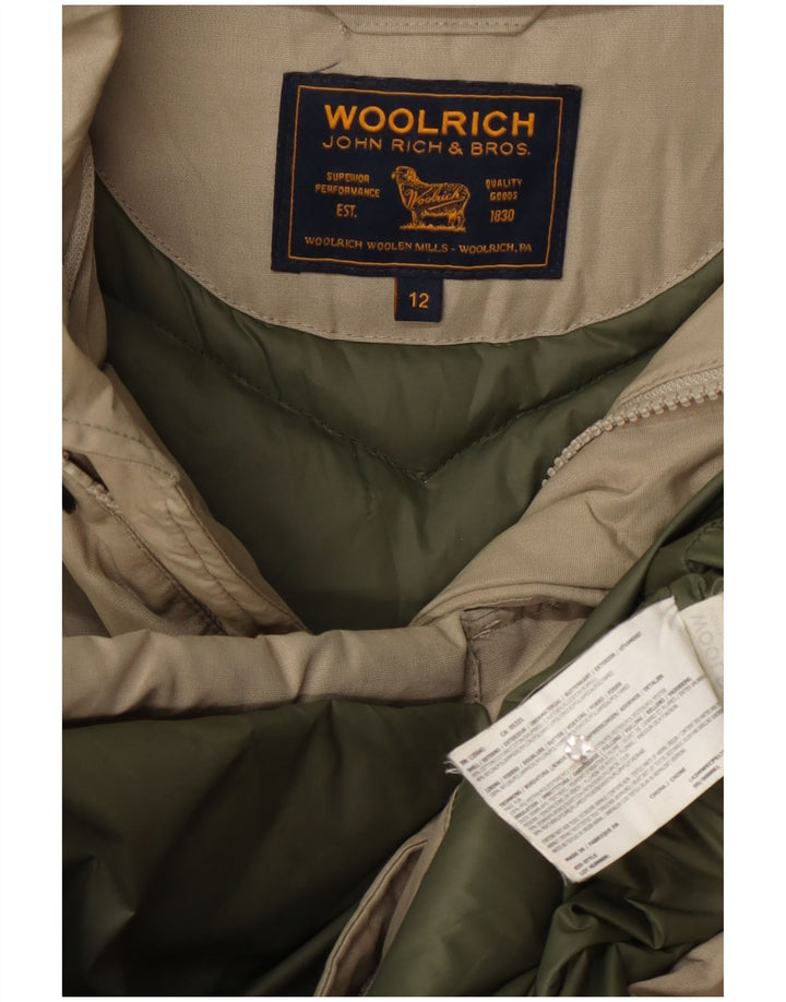 Woolrich Wattierte Jungenjacke mit Kapuze, 11–12 Jahre, beige Baumwolle