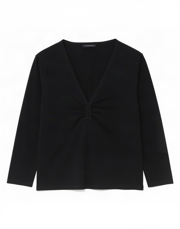 French Connection Damen-Top, 3/4-Ärmel, UK-Größe 12, mittelschwarz, Baumwolle