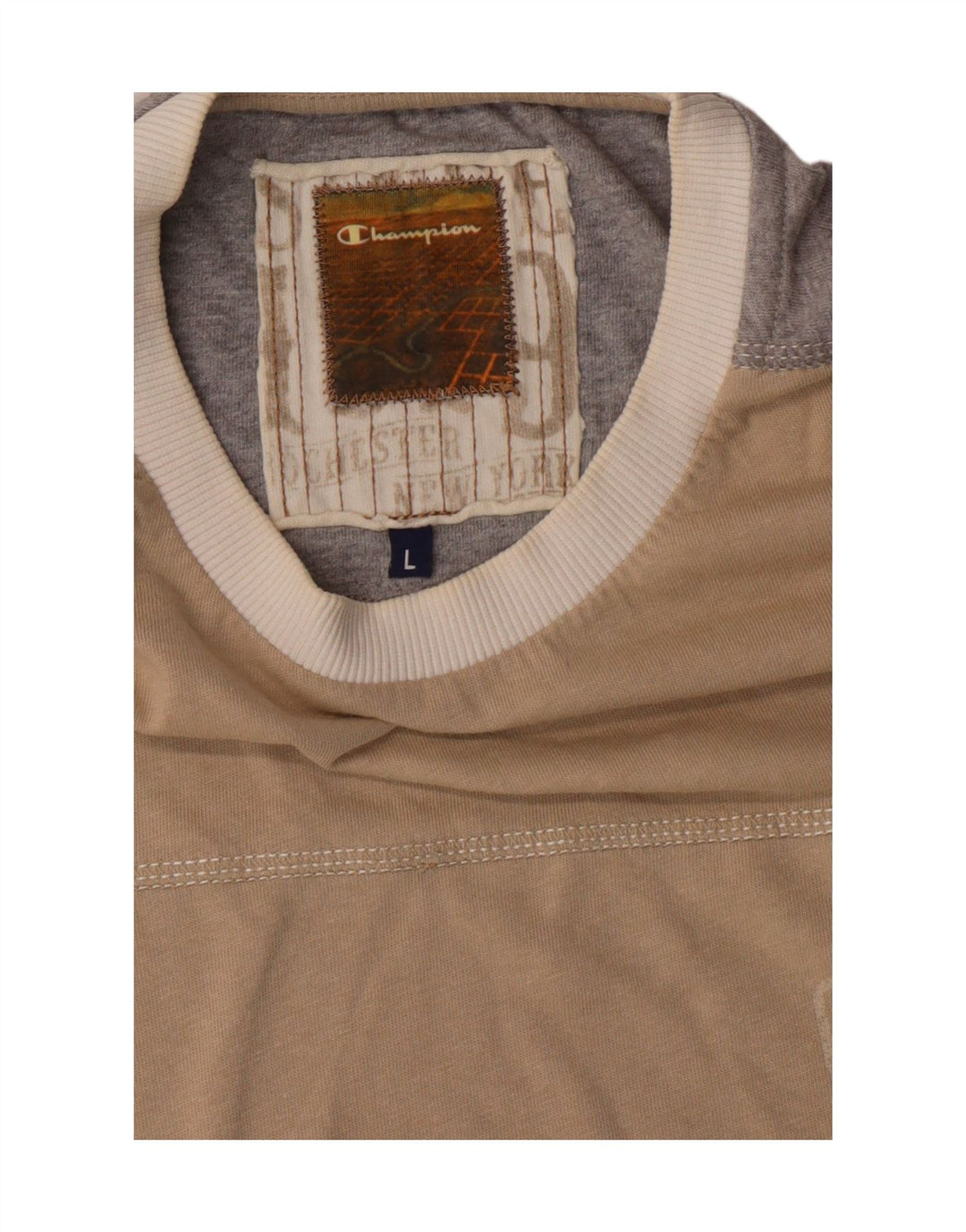 Champion Herren-T-Shirt mit Grafik, groß, Beige, Farbblock