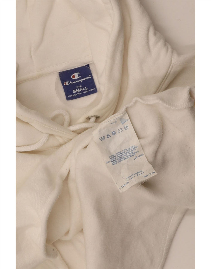 CHAMPION Damen Crop Hoodie Pullover UK 10 Small Off White Baumwolle