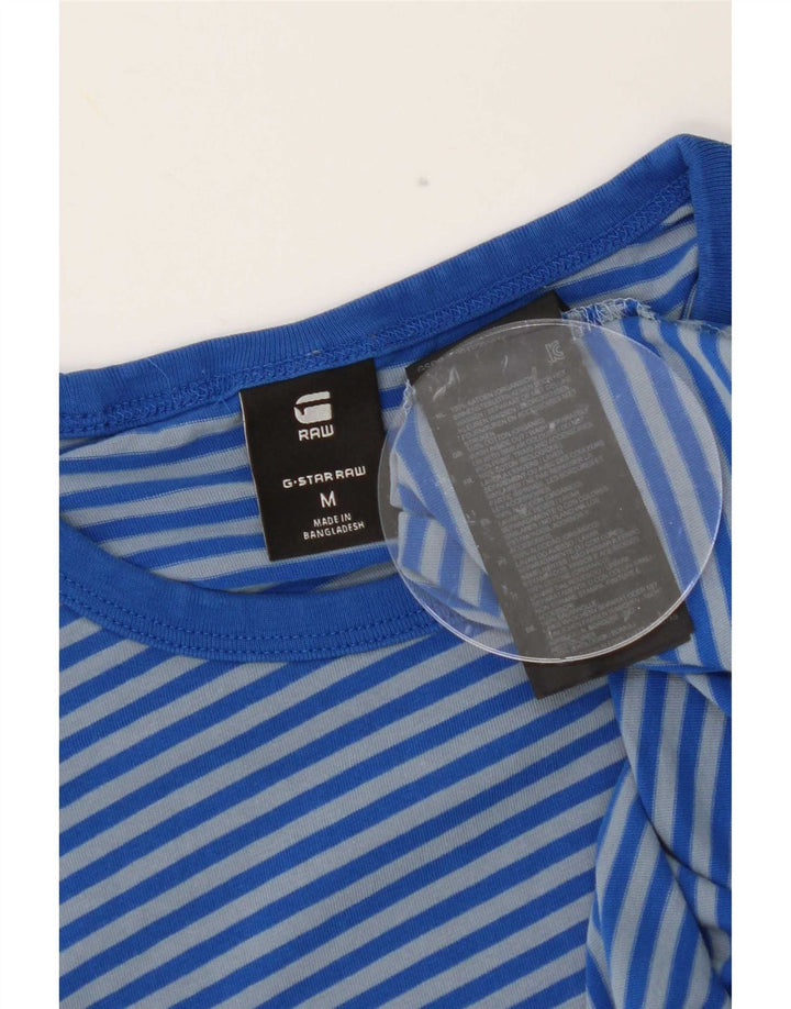 G-Star Damen T-Shirt-Oberteil aus mittelblauer Nadelstreifen-Baumwolle