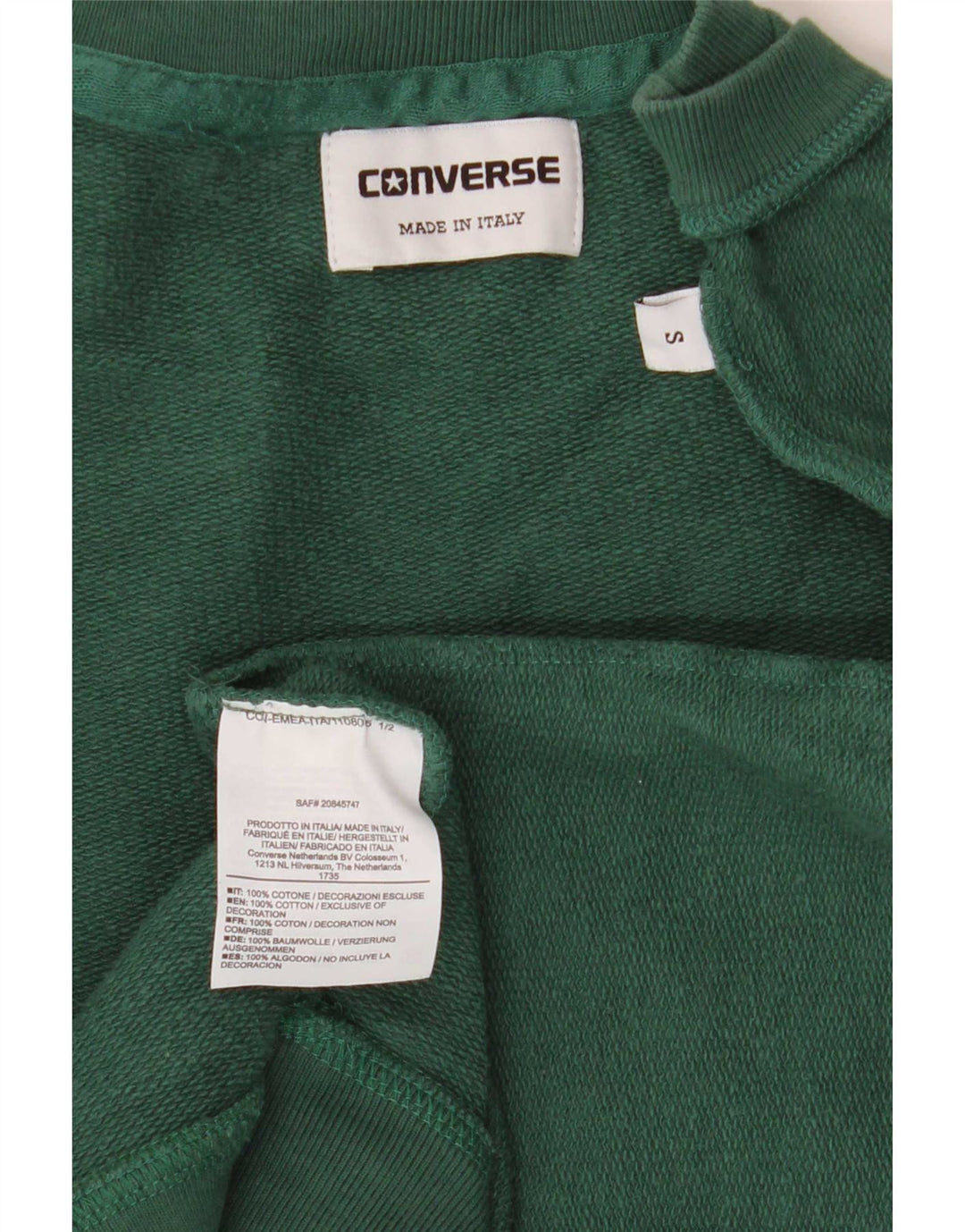 Converse Herren-Sweatshirt-Pullover, klein, grüne Baumwolle