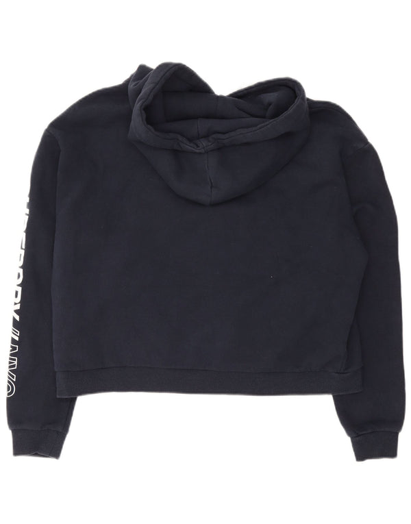 Superdry Womens Graphic Loose Fit Hoodie Pullover UK 14 Medium Marineblau