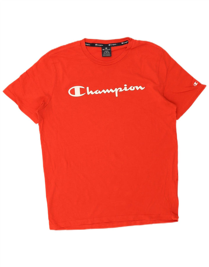 Champion Herren-T-Shirt mit Grafik, Größe L, aus roter Baumwolle