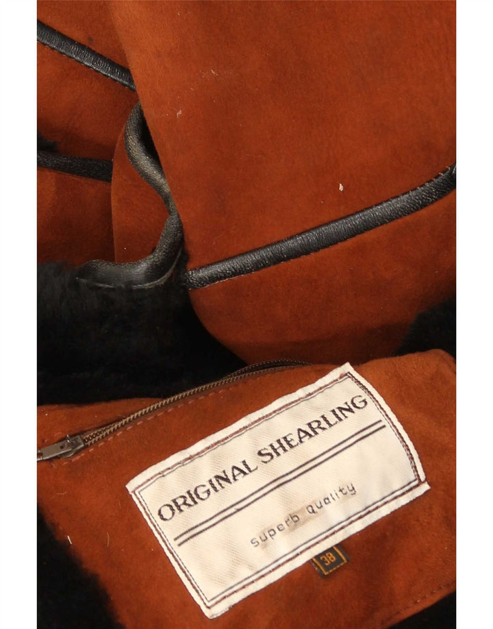 Vintage Damen Übergroßer Lammfellmantel EU 38 Mittelbraun